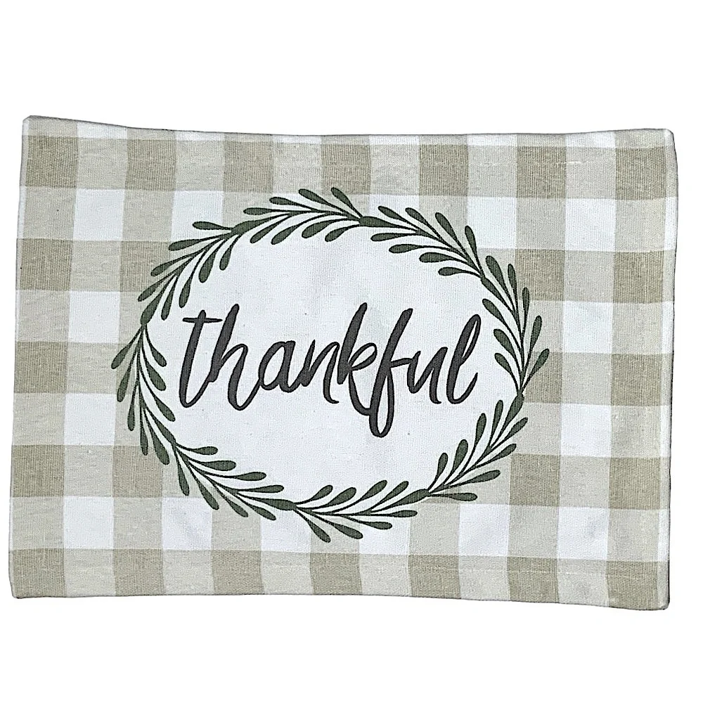 Nantucket Placemats Buffalo Check Quality Cotton Shabby Chic Plaid Neutral Beige